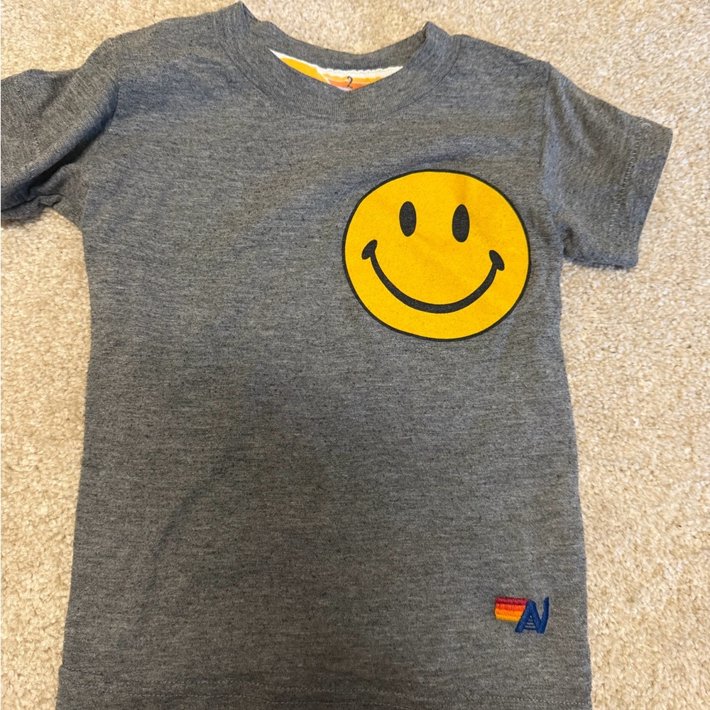 Aviator Nation Gray Tee with Yellow Smiley